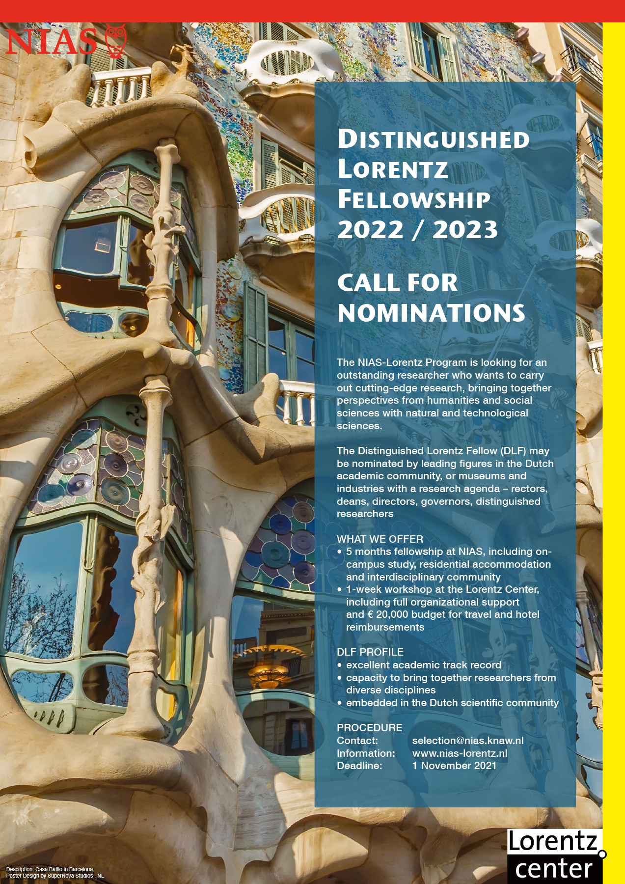 Distinguished Lorentz Fellowship 2022 / 2023 Call for Nominations (DLF)