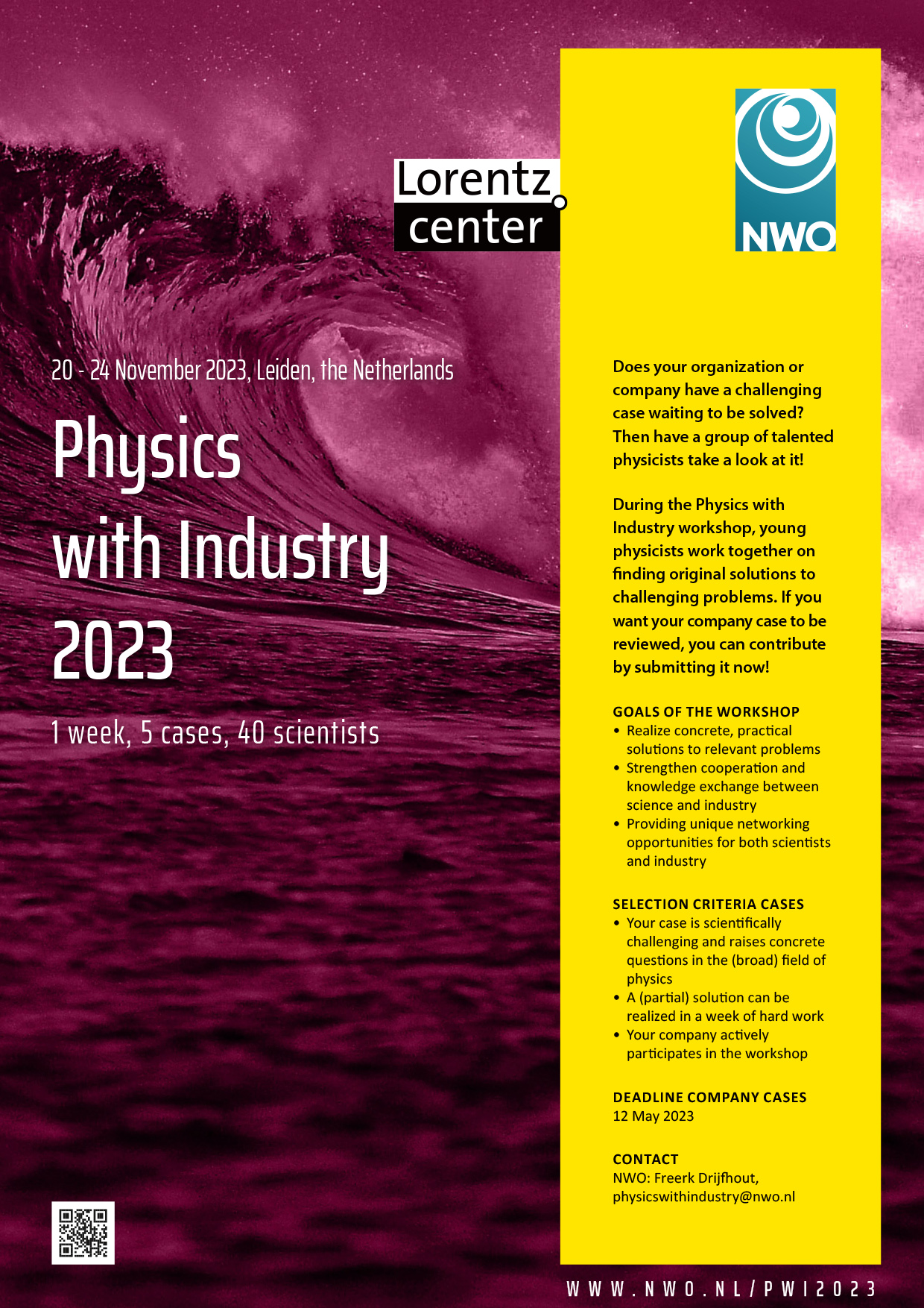 Physics With Industry 2023 Company Call Lorentz Center + NWO